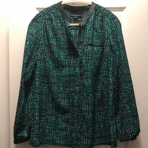 Cynthia Rowley button down faux leather trim